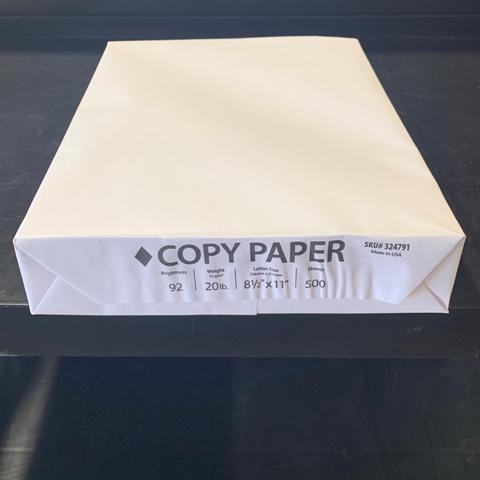 J - Copy Paper 8.5x11 White 20 Lb, 500 Sheets, VRCOPY