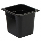 Food Pan, 1/6 Size, 6&quot; Deep, Black Plastic