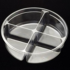 Deli Container, 7&quot; Round with 4 Compartments, 28 oz Bowl