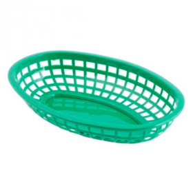 Tablecraft - Basket, Oval, Green Plastic, 9.3x6x1.87, 12 count