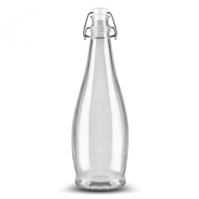 Libbey - Water Bottle with Wire Bail Lid and White Stopper, 34.6 oz Glass, 6 count