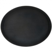 Winco - Serving Tray, 27x22 Oval Black Easy-Hold Rubber-Lined