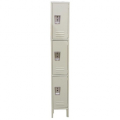 Omcan - Locker, Single Column with 3 Doors, 19x79x6 Beige Steel, each