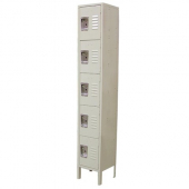 Omcan - Locker, Single Column with 5 Doors, 12x18x78 Beige Steel, each