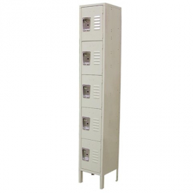 Omcan - Locker, Single Column with 5 Doors, 12x18x78 Beige Steel, each