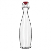 Libbey - Beverage Service Bottle with Red Wire Bail Lid, 33.875 oz Glass, 6 count