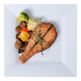 Fineline Settings - Solid Squares Dinner Plate, 9.5&quot; Square White Plastic, 120 count