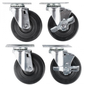 Casters, 4&quot; Swivel, 2 with Brakes and 2 without Brakes, set