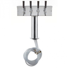 Assure - 4-Tap Beer Tower with 3&quot; Column and 4 Hoses, Chrome Finish, each