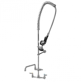 Omcan - Pre-Rinse Assembly with 12.5&quot; Center Faucet, Spray Valve and Flexible Stainless Steel Hose,