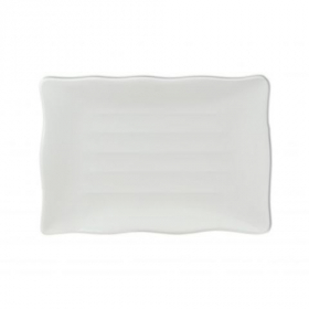 Plate with Wave Edge, 13.5x7.125 White Melamine, 12 count