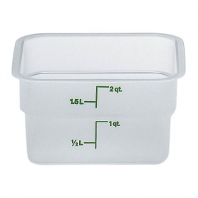 Cambro - CamSquares Food Storage Container, 2 Quart Square Translucent PP Plastic, each