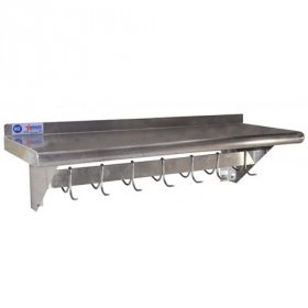 Omcan - Pot Rack with Shelf and 11 Hooks, 12x60 Stainless Steel