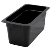 Food Pan, 1/3 Size, 6&quot; Deep, 6 Quart, Black Plastic