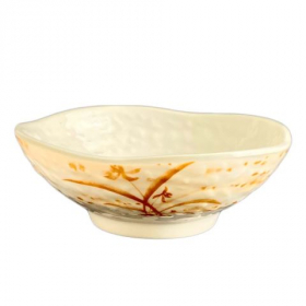 Wave Rice Bowl, 12.5 oz Melamine with Gold Orchid Design, 12 count