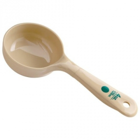 Carlisle - Measure Miser Solid Portion Spoon, 4 oz Beige and Green Color-Coded PC Plastic, each