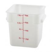 Winco - Food Storage Container, 8 Quart Square White PP Plastic