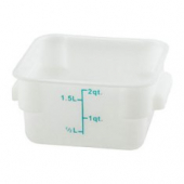 Winco - Food Storage Container, 2 Quart Square White PP Plastic