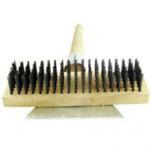 Broiler Brush with Scraper and 27&quot; Wood Handle