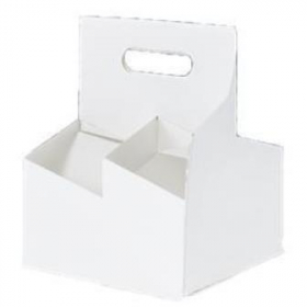Cup Carrier Tray with Handle, Holds 4 Drinks, White, 200 count