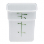 Cambro - CamSquares Food Storage Container, 4 Quart Square Poly White Plastic, each