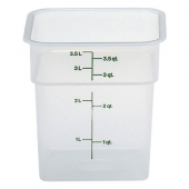 Food Storage Container, 4 Qt, Plastic, White, Square, Cambro 4SFSP148