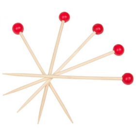 KingSeal - Cocktail Pick with Red Bead, 4.5&quot; Bamboo, 1000 count
