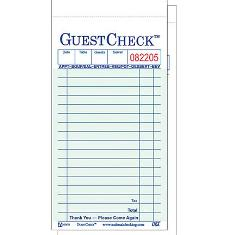 Guestcheck Carbon, 2 Part Green with Carbon, 17 Lines, 3.5x7, 50/50