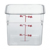 Cambro - CamSquares Food Storage Container, 6 Quart Square PC Clear Plastic