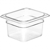 Cambro - Camwear Food Pan, 1.6 Quart (1/6 Size), 6.9375x6.375x4 Clear Plastic, each