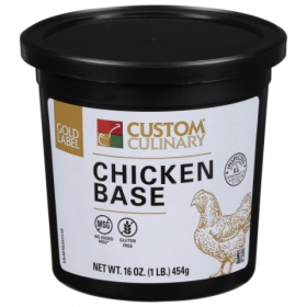 Custom Culinary - Gold Label Chicken Base Paste with No MSG, Gluten Free, 6/1 Lb