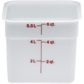 Cambro - CamSquares Food Storage Container, 6 Quart Square Poly White Plastic