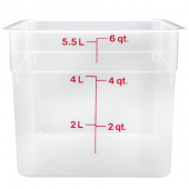 Cambro - CamSquares Food Storage Container, 6 Quart Square Translucent PP Plastic, each