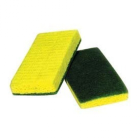 ACS - Yellow Sponge with Green Scrubber, 6x3.375x.75, 20 count