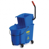 Rubbermaid - WaveBrake Side Mop Bucket and Wringer Side Press Combo, 35 Quart Blue, each