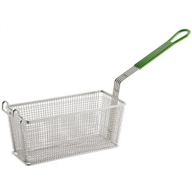 Prince Castle - Fry Basket with Front Hook and Plastisol Handle, 13.25x5.625x5.6875 Nickel Plated, e