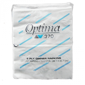  Dinner Napkin, 2-Ply White 15x17  3000 count. Optima 80370