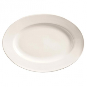 World Tableware - Porcelana Wide Rim Platter, 9.75x7.25 Oval Bright White Porcelain