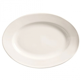 World Tableware - Porcelana Wide Rim Platter, 15.5x15.5 Oval Bright White Porcelain, 6 count