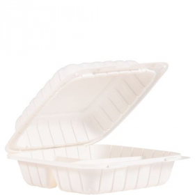 Dart - ProPlanet Container, 3 Compartment Mineral-Filled PP Hinged with Lid, 8x8x3, 150 count
