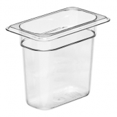 Cambro - Camwear Food Pan, 1.4 Quart (1/9 Size), 6.9735x4.25x6 Clear Plastic, each