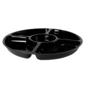 Fineline Settings - Platter Pleasers 5 Compartment Tray, 12&quot; Black Plastic, 25 count
