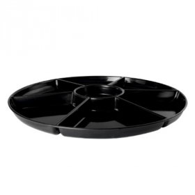 Fineline Settings - Platter Pleasers Tray with 7 Compartments, 16&quot; Black Plastic, 12 count