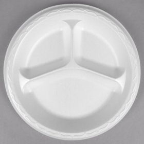 Genpak - Plate, 9&quot; White Laminated 3 Compartment