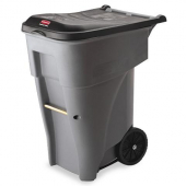 Rubbermaid - Brute Rollout Trash Can, 65 gal Square Gray Plastic