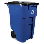 Rubbermaid - Brute Roll Out Garbage Container with Lid, 50 Gallon Blue, each