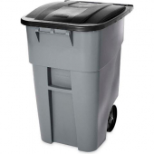 Rubbermaid - Brute Rollout Trash Can, 50 gal Square Gray Plastic