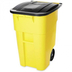 Rubbermaid - Brute Roll Out Garbage Container with Lid, 50 Gallon Yellow, each