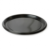 Fineline Settings - Platter Pleasers Thermoform Tray, 12&quot; Round Black Plastic