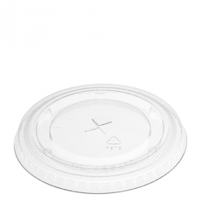 Amhil - Flat Lid, 32 oz Clear PET Plastic with Straw Slot, 500 count